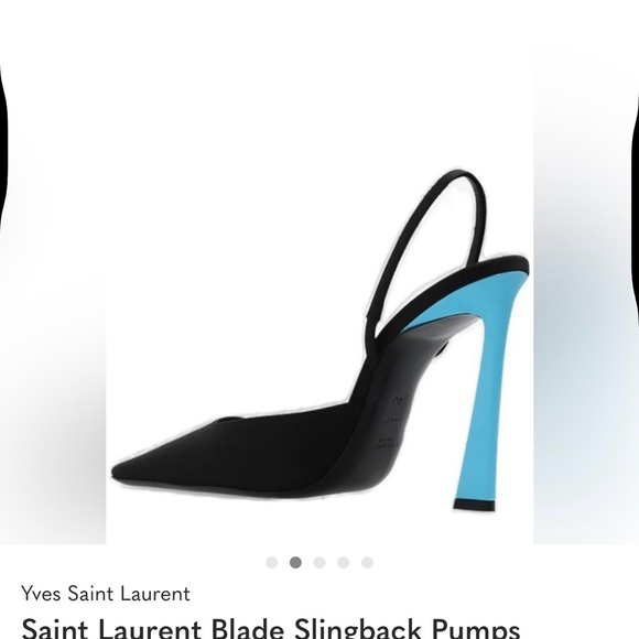 Yves Saint Laurent Black Slingback Heels with Blue Accent - Picture 5 of 5